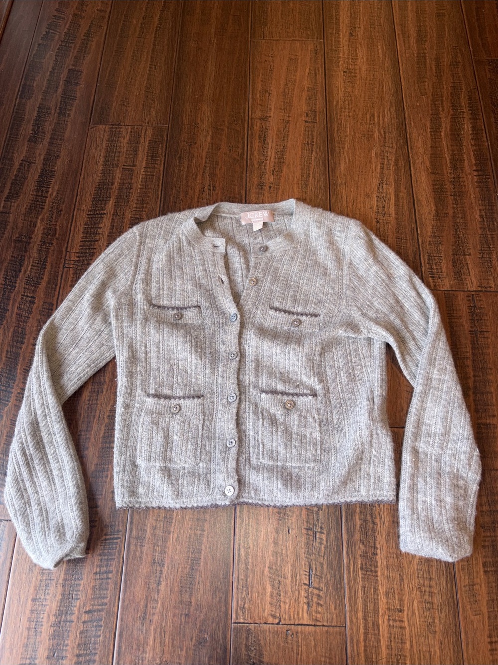 J. Crew Cashmere Gray Ribbed Button Cardigan